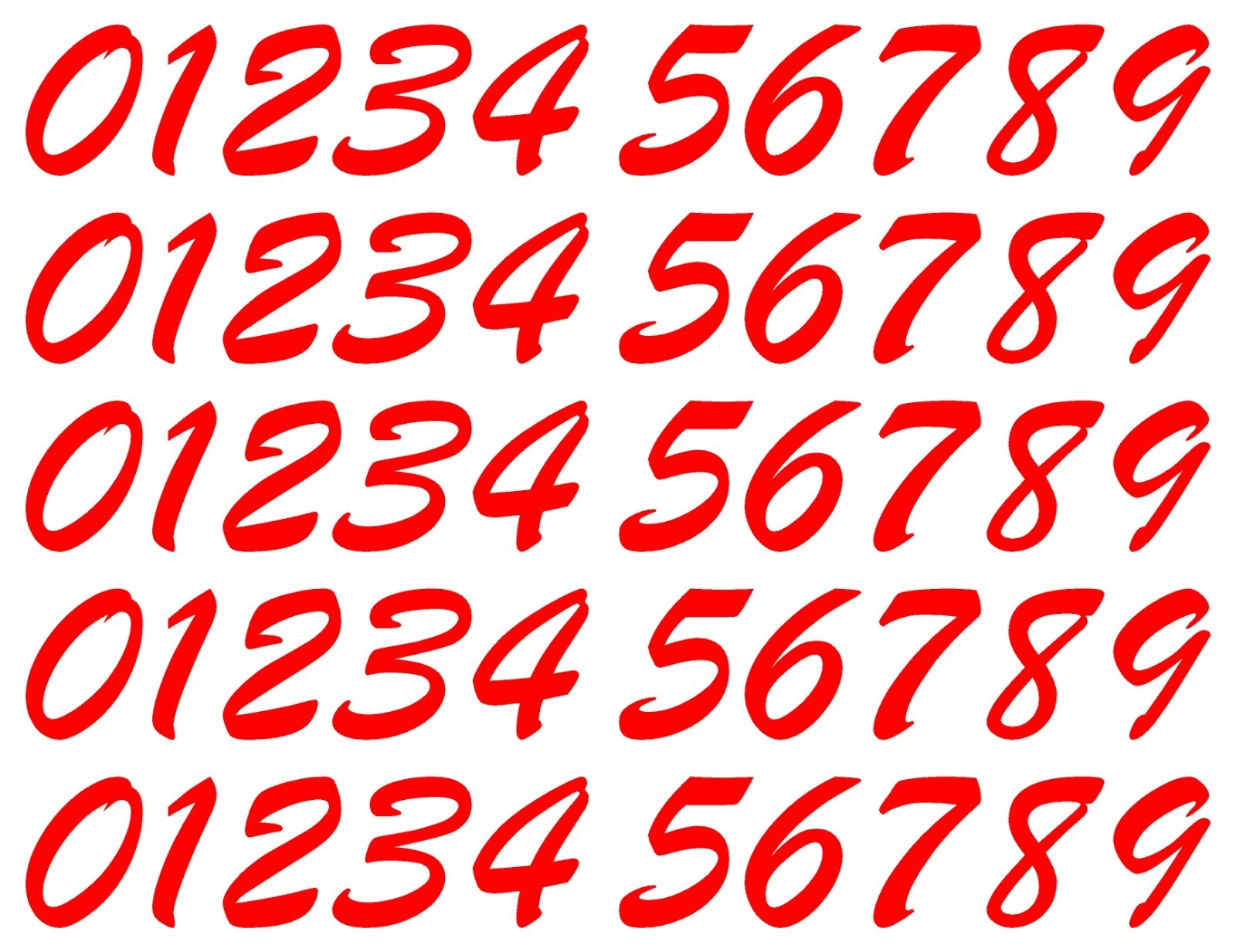0 1 2 3 Numbers Script Die Cut Vinyl Decals Waterproof Many Colors and Sizes