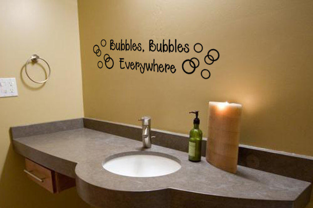 BUBBLES EVERYWHERE Bathroom Bath Vinyl Wall Decal Words Lettering Sticker Decor