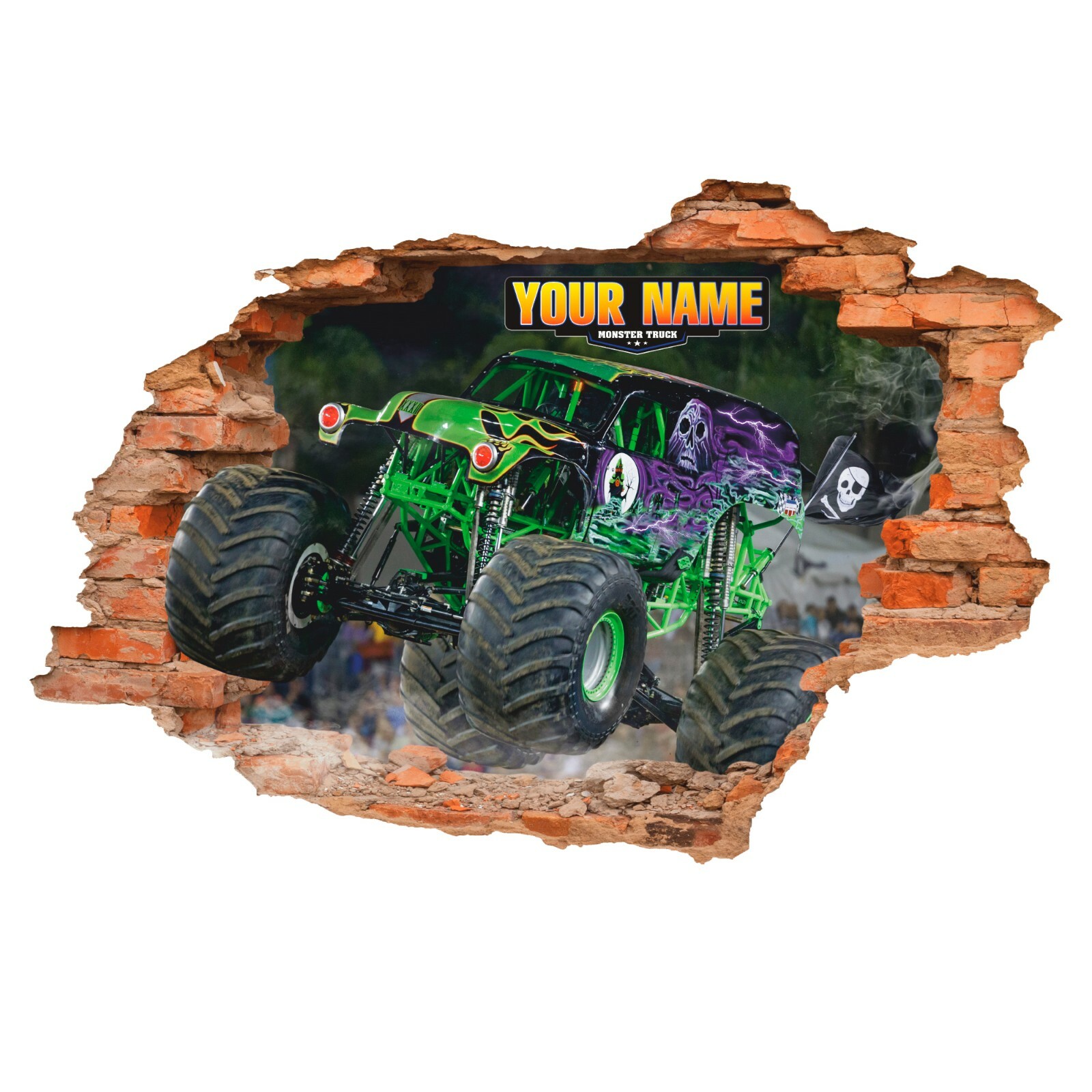 Monster Truck 3D Wall Decal, Personalized Monster Truck Wall Sticker, Decor