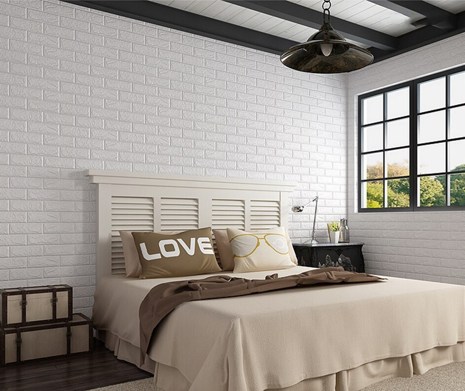 Self Adhesive, 3D, Foam, Wall Panels, Brick White, 31" x 27.5" 5 PIECES!