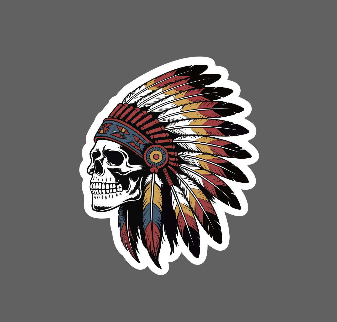 Indian Chief Sticker Skull Culture Headdress Native Gift Waterproof NEW