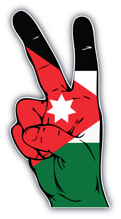Jordan Flag Hand Peace Sign Car Bumper Sticker Decal
