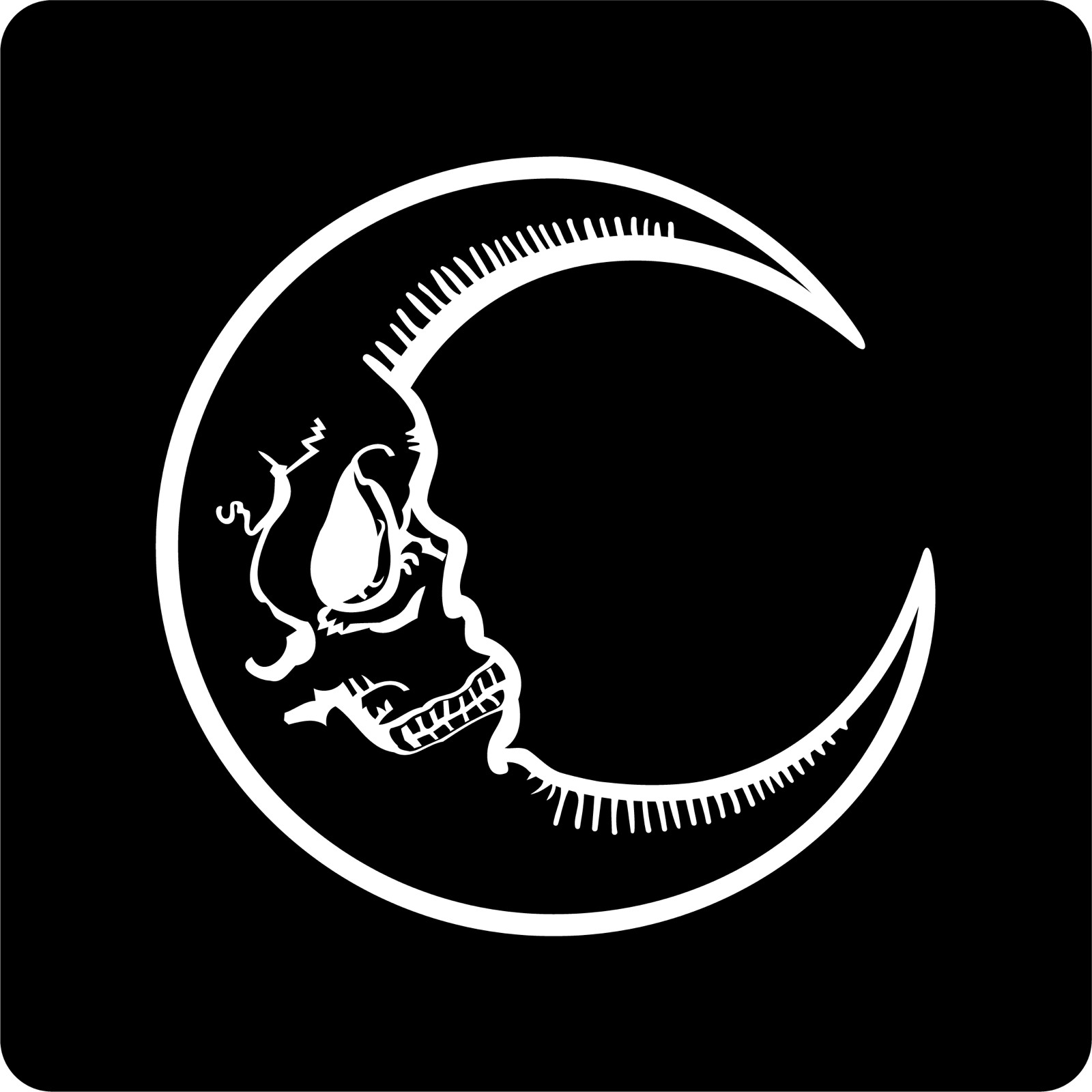 Crescent Moon Skull Made in USA Multiple Color Options & Sizes Avail Cars-6+yrs