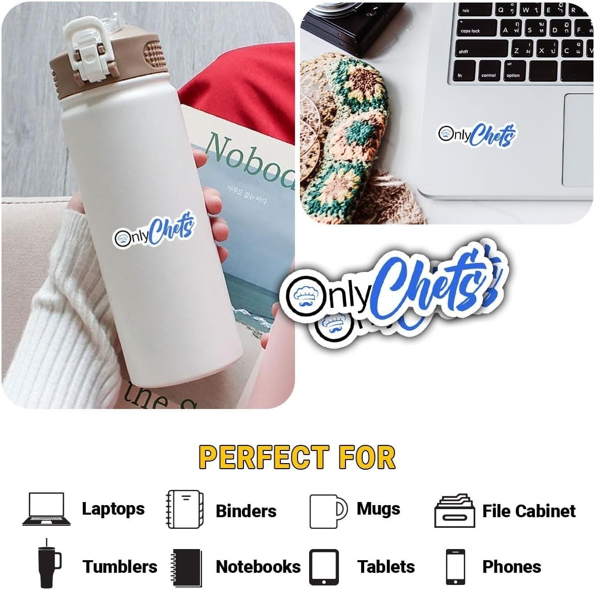 3Pcs Only Chefs Sticker Cooking Life OnlyChefs Chef Stickers Gift Chefs &