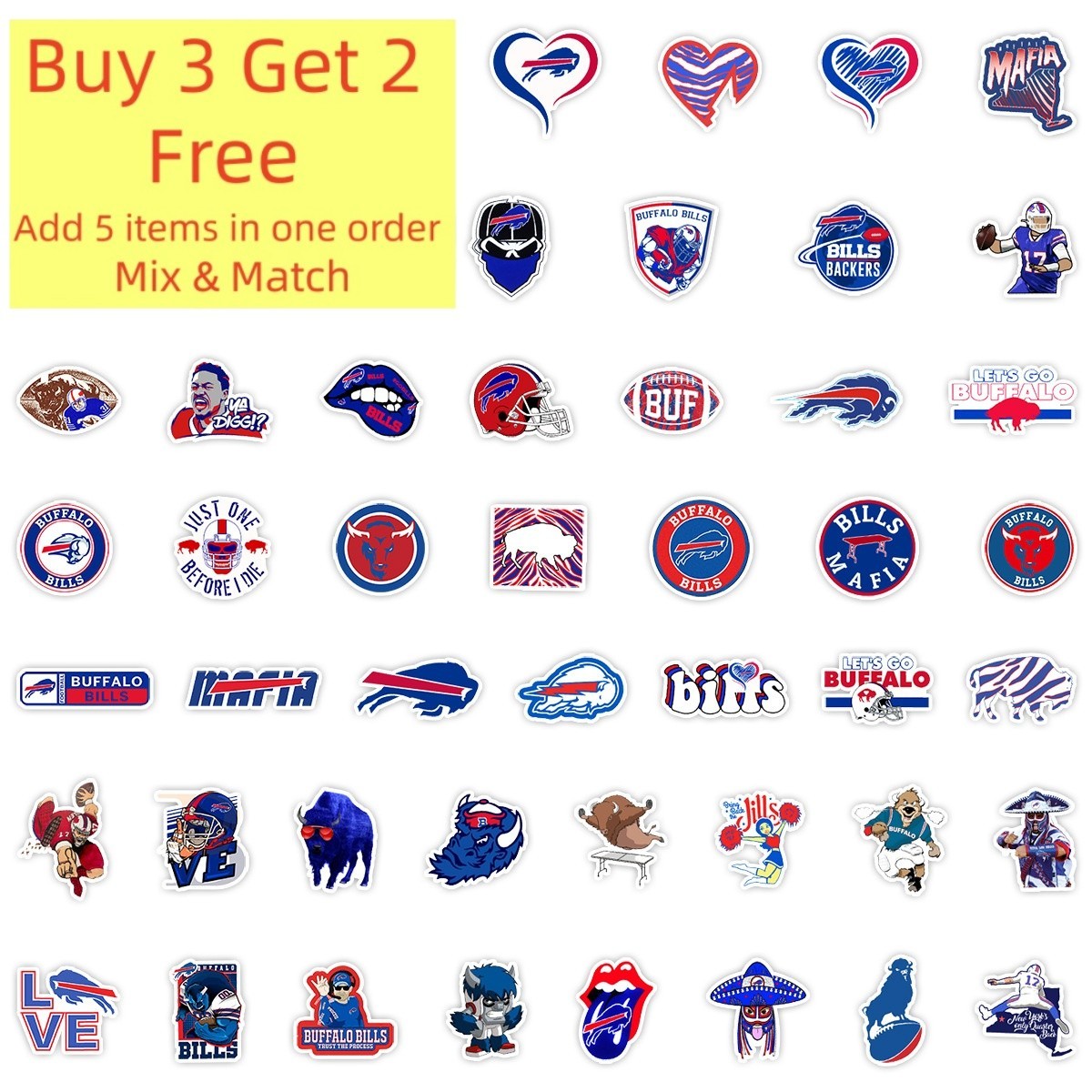 50-pcs/Set Waterproof Vinyl Stickers — 32 NFL Teams Football – Buy 3 get 2 free