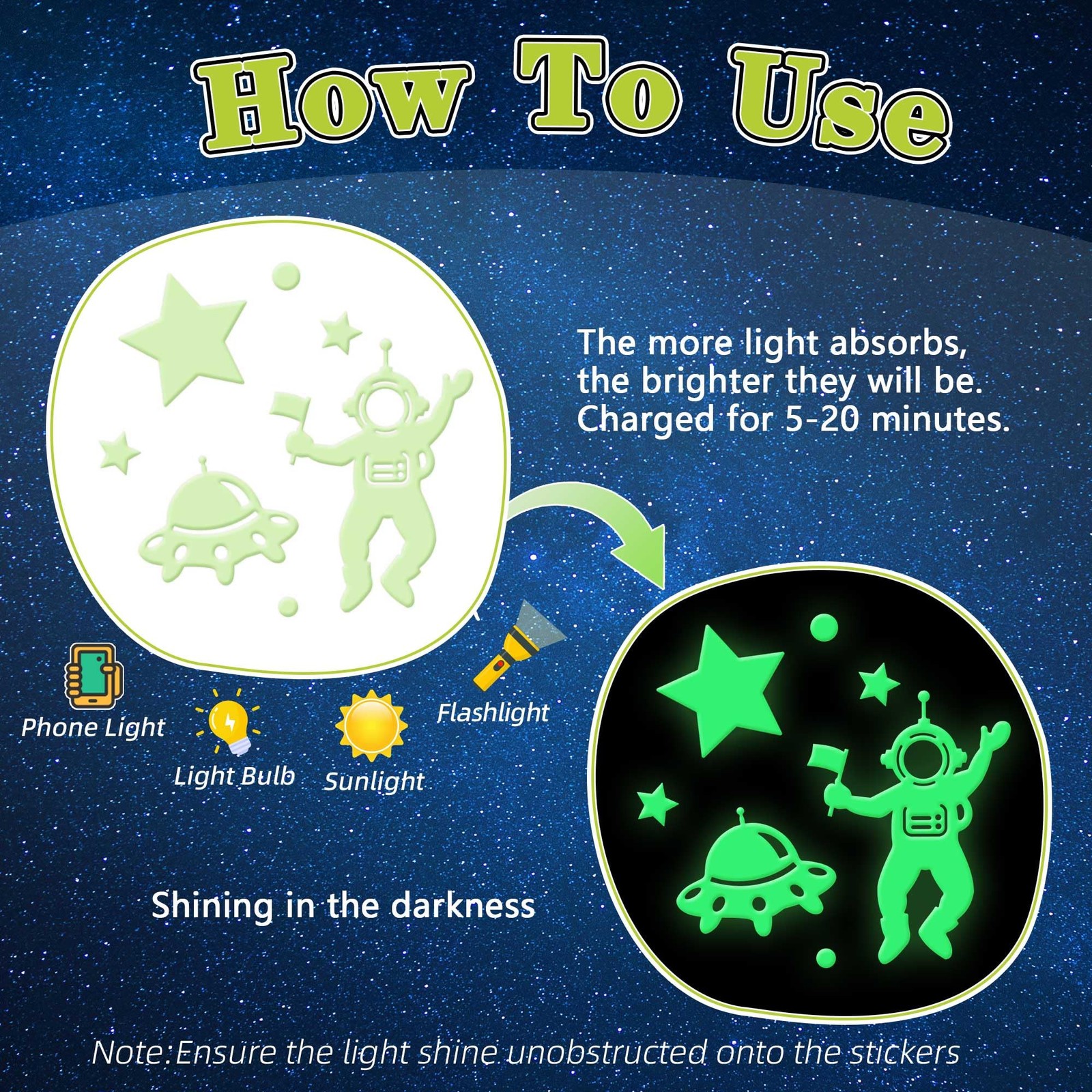 556PCS Glow Dark Stars Ceiling 3D Space Galaxy Stickers Astronaut Rocket Planet