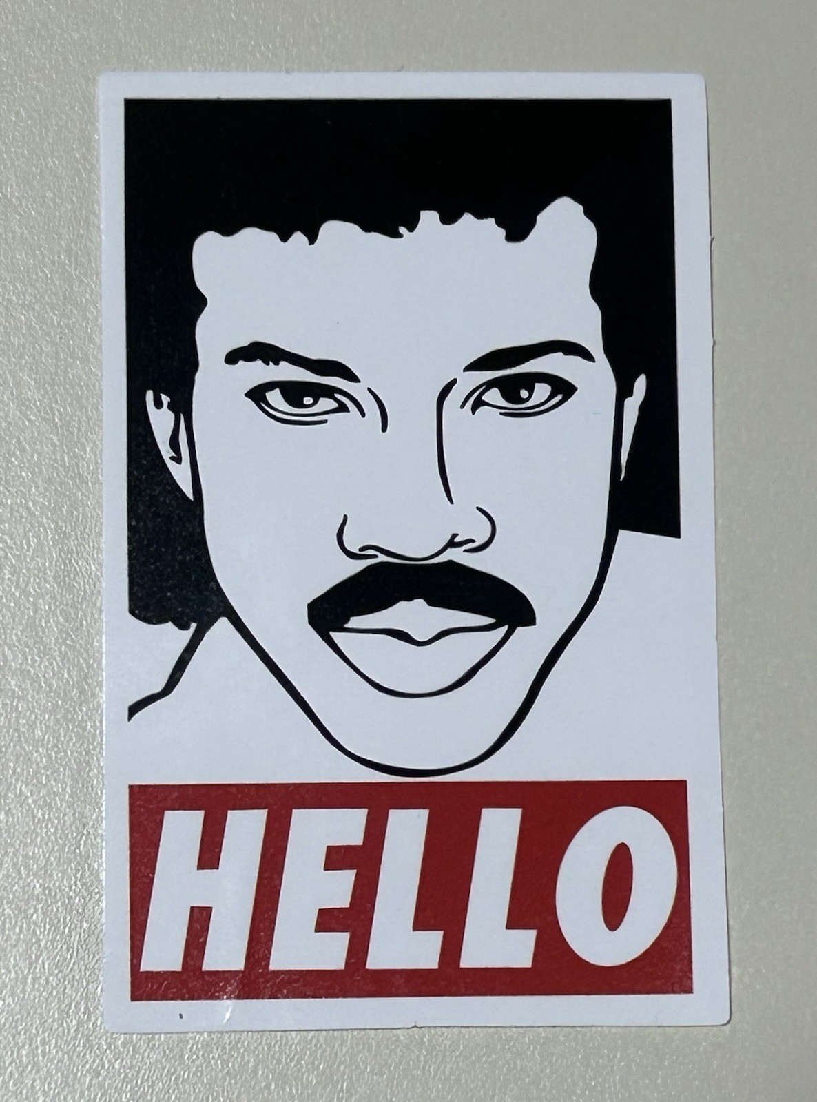 Sticker Lionel Richie Hello Decal 2.75”x1.75”in