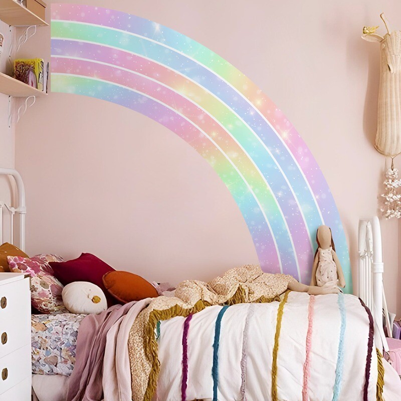 Self-adhesive Large Wall Stickers Decals Clings Rainbow Living Room Home Decor