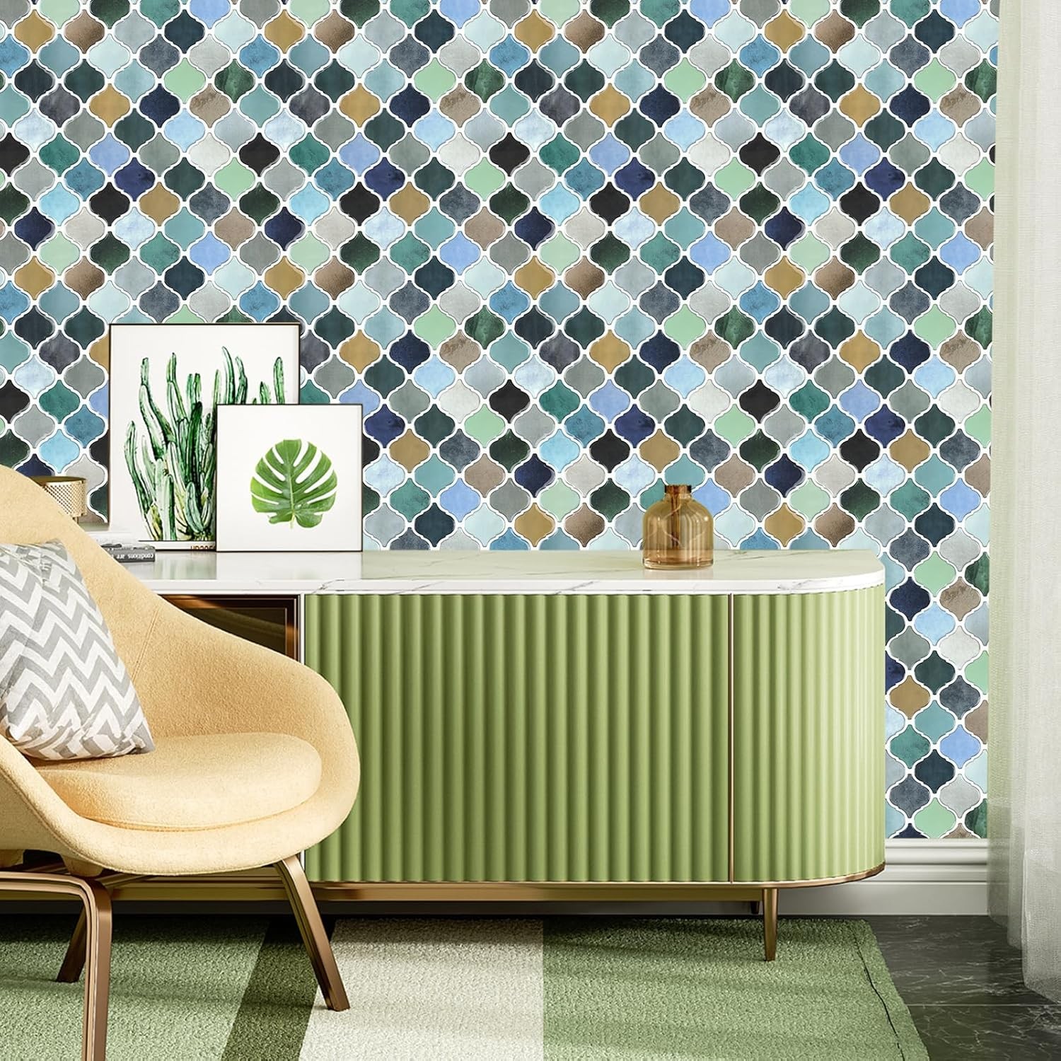Arabesque Peel Stick Backsplash 12×12” Backsplash Tile for Kitchen Self Adhesive
