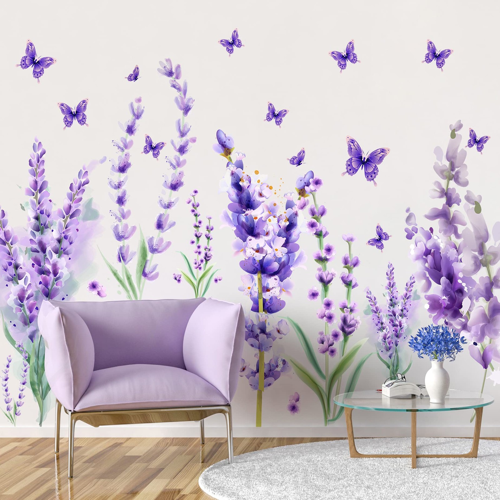 Removable Purple Lavender Wall Decals Purple Flowers Butterfly Wall Stickers …