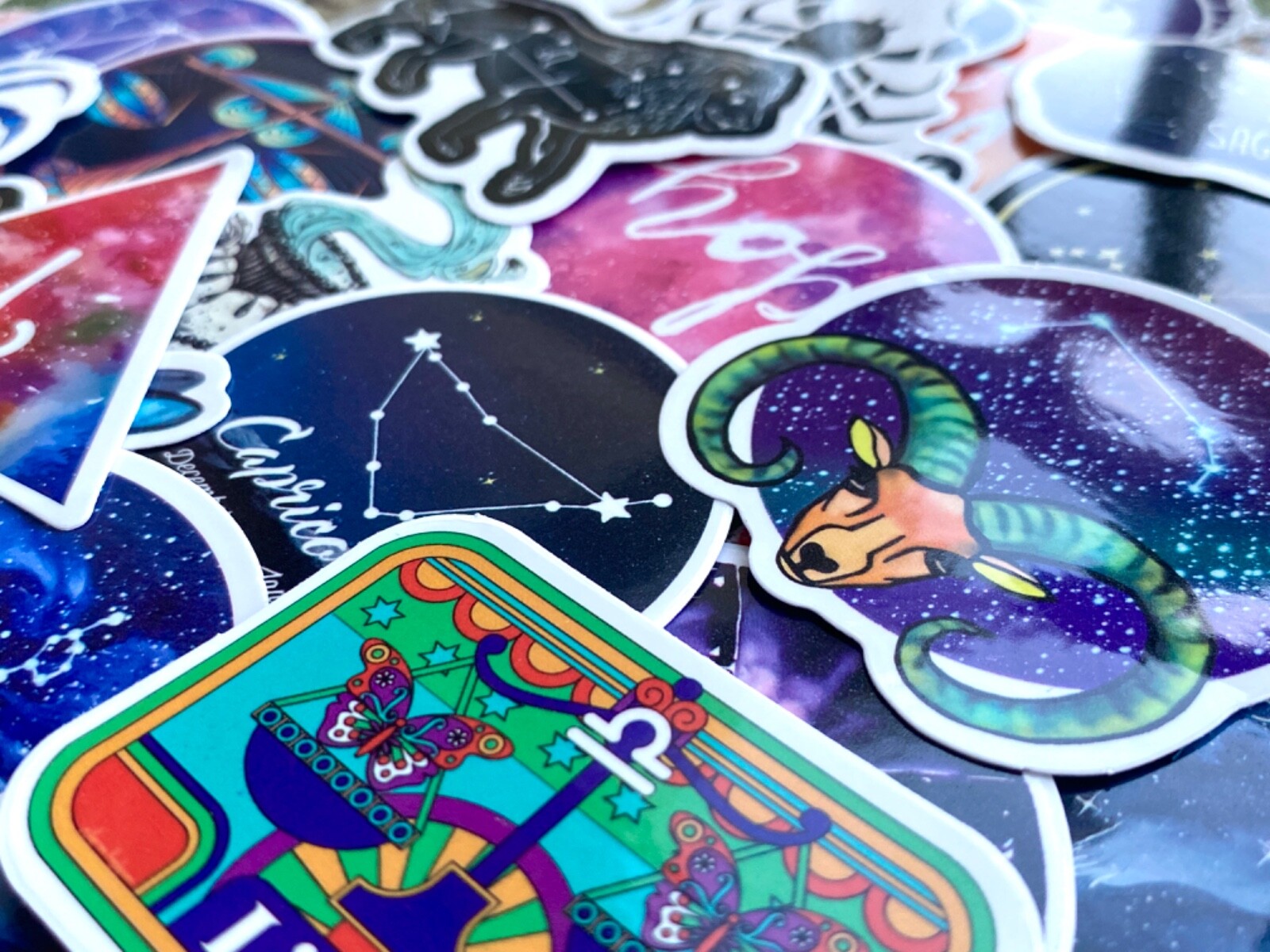 5-50 pcs Zodiac Sign Stickers, Retro Star Astrology Tarot Horoscope Laptop Decal