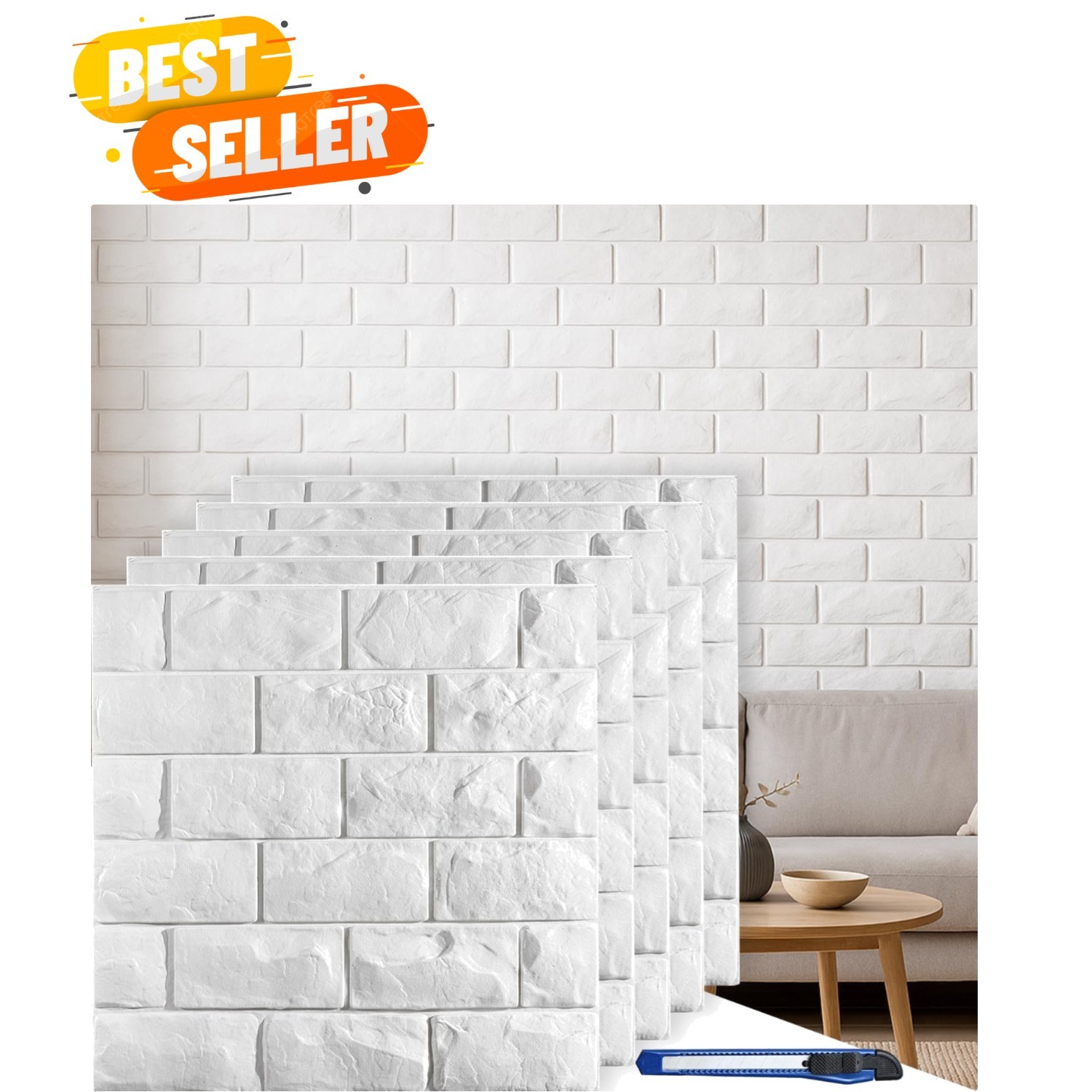 30 Pcs 3D Wall Panels, White Brick Printable 3D Wallpaper Stick and Peel, Sel…