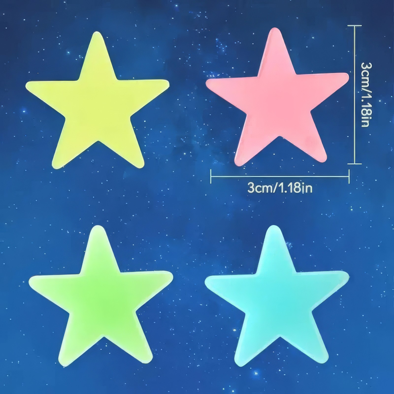 3D 100 pcs Stars & Moon Set – Fluorescent Ceiling stickers for Nursery & Bedroom
