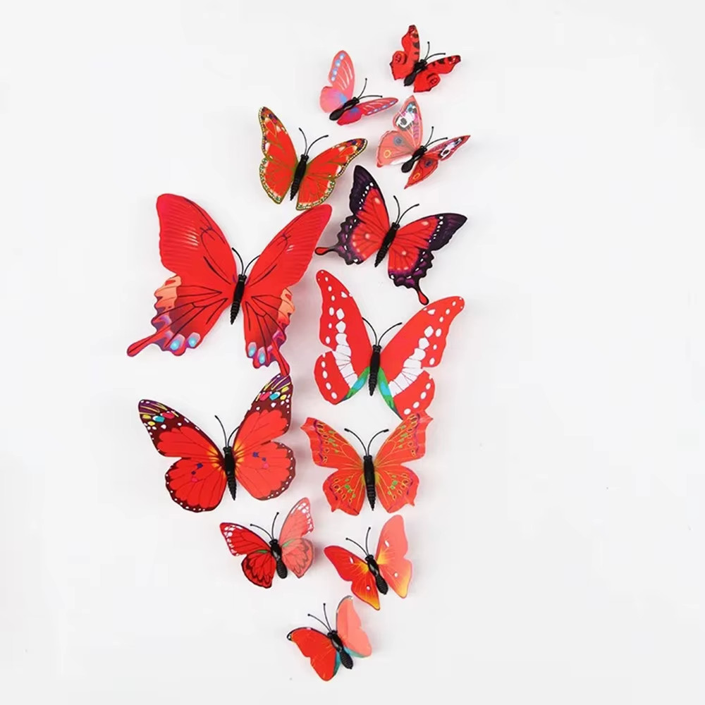 12Pcs 3D Butterfly Wall Stickers Diy Stationery Sticker Handmade Craft Supplies