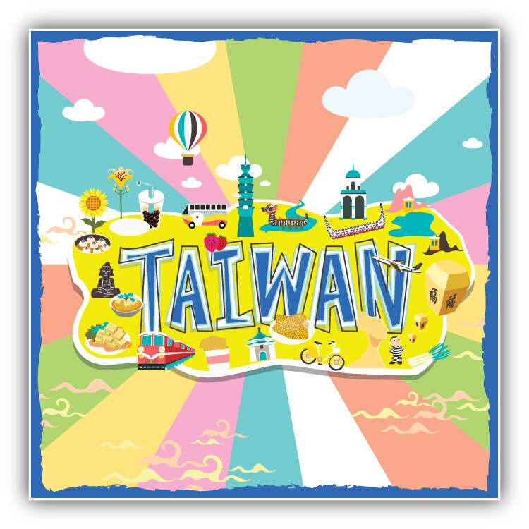 Taiwan Travel Label Vivid Color Car Bumper Sticker Decal