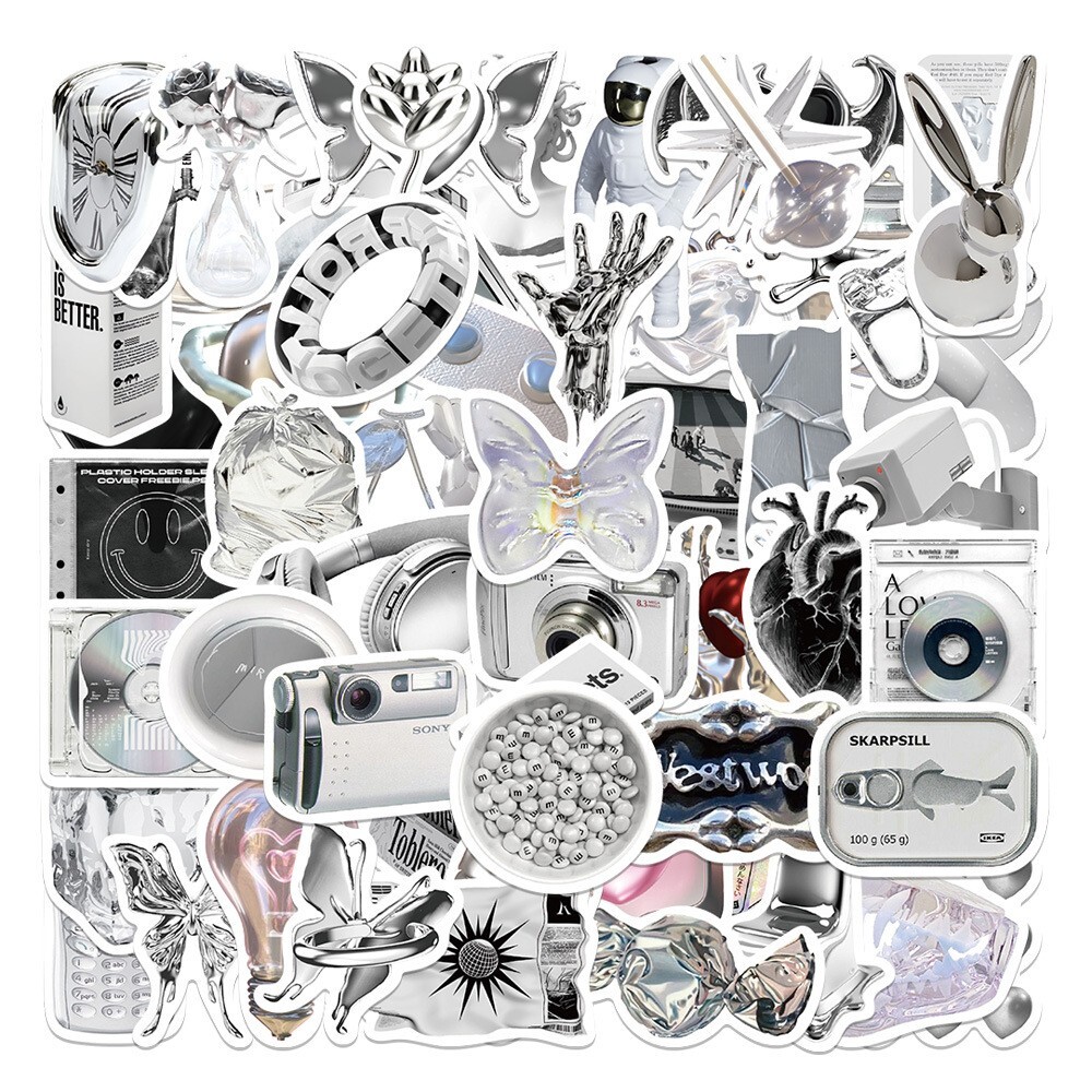 50pcs VIBE Stickers, Silver Stickers Bottle Laptop No Residue Stickers, #241