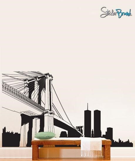 NYC Brooklyn Bridge Wall Decal. New York City Decor. #334