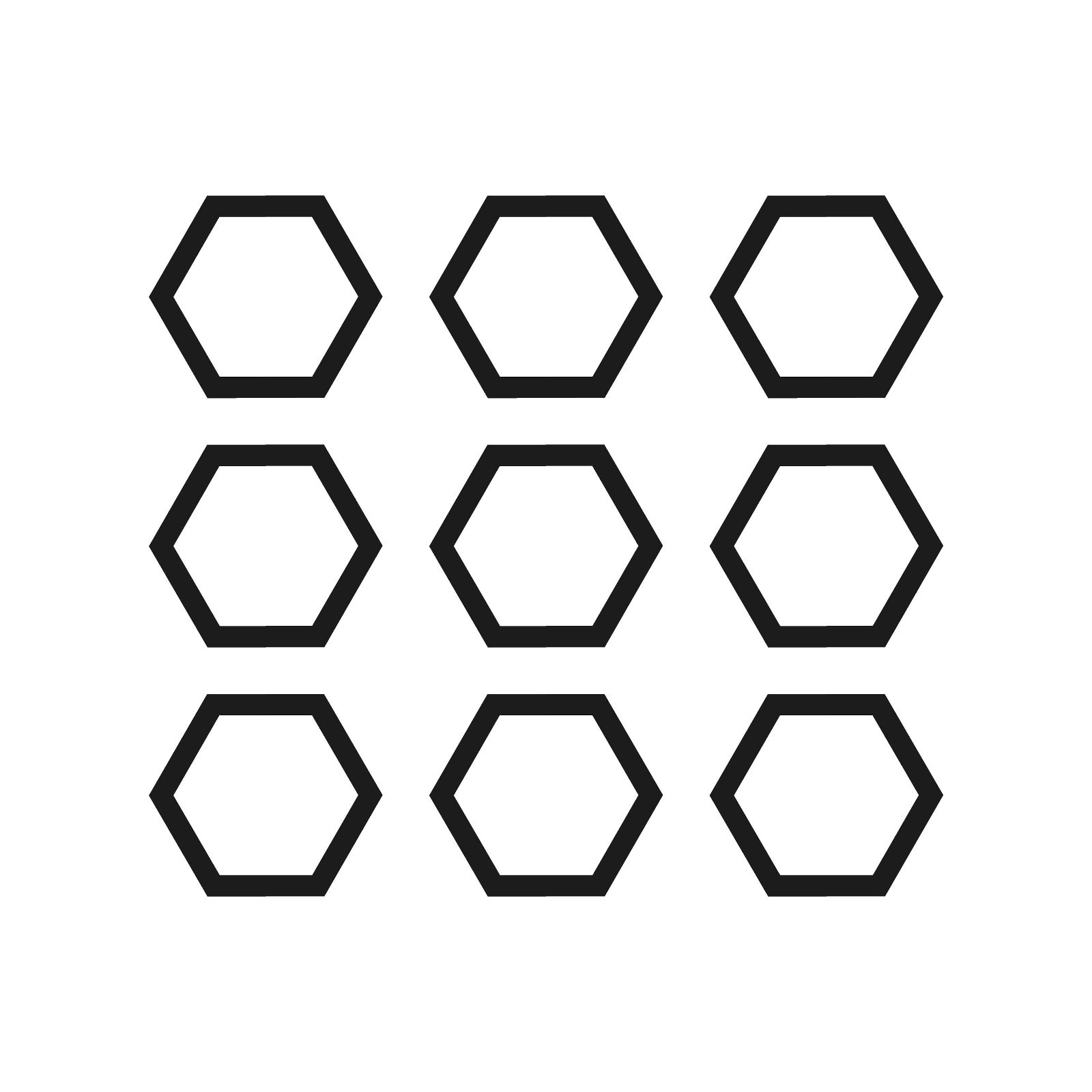 Set of 9 Hexagon outline Vinyl Decal Sticker