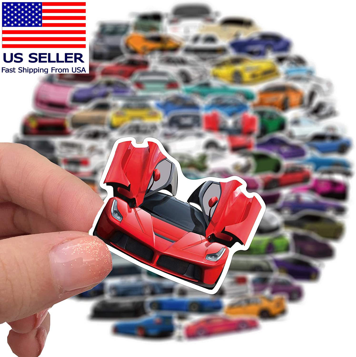 100 Pack Racing Car Stickers – Waterproof Stickers for Kids, Adults – Laptop, Gu