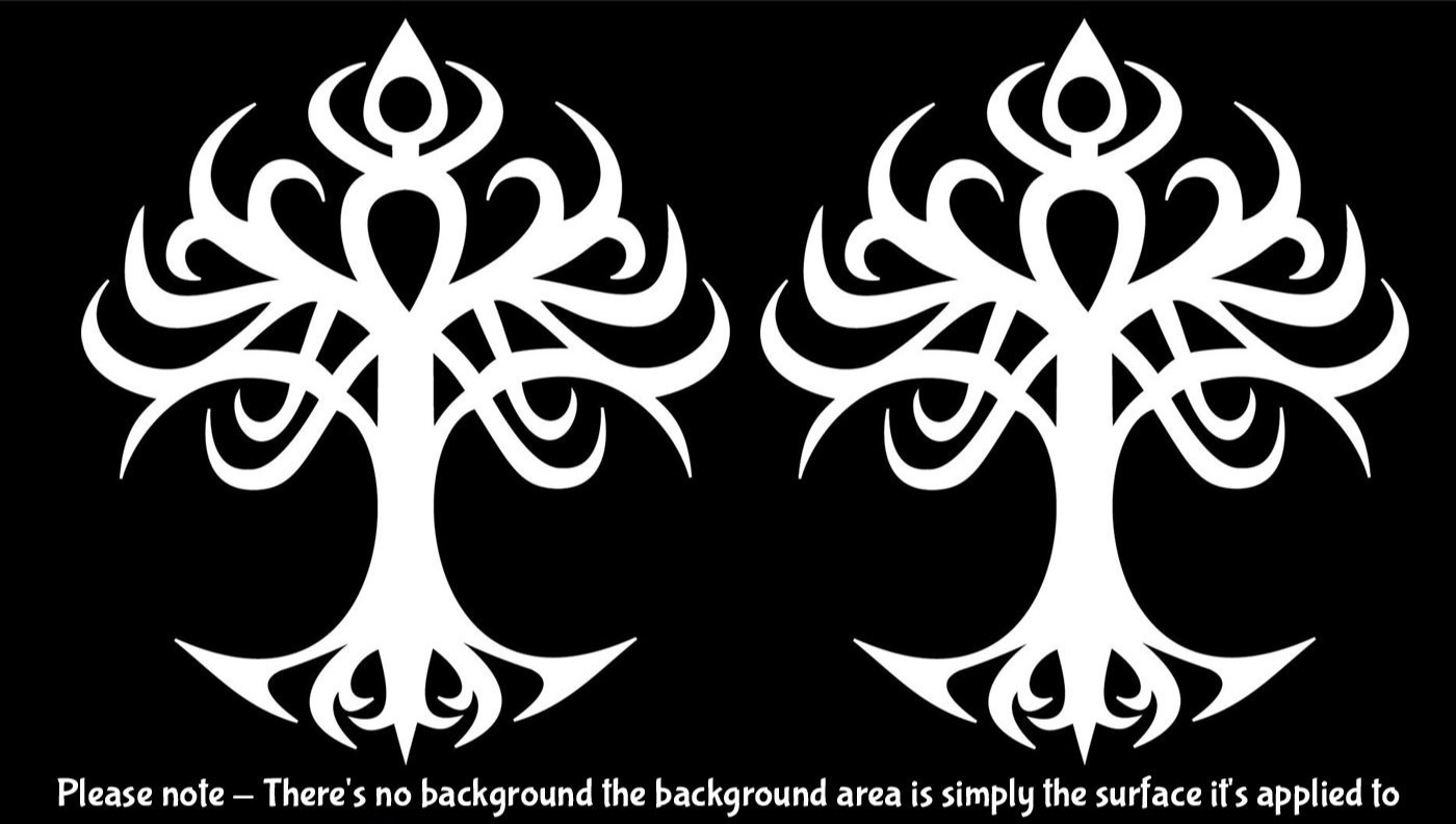 Tree of Life Simple Tribal Tattoo Design Two 5" Vinyl Decals Car Truck Window