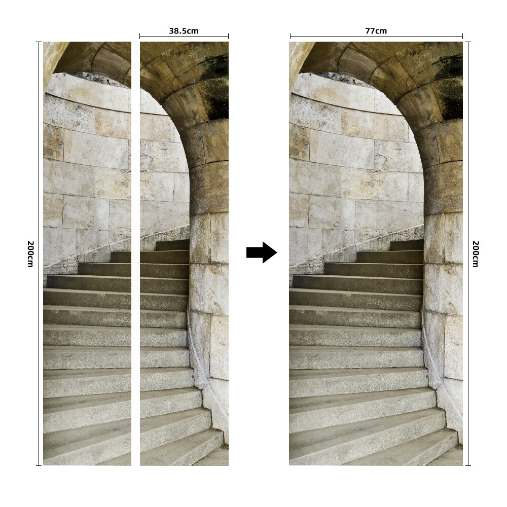 3D Wall Art Basement Stone Stair Door Sticker PVC Decal Self-adhesive Wrap Mural
