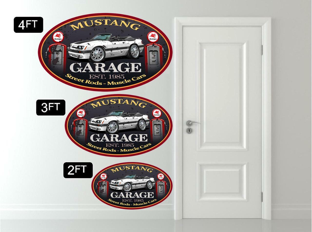 1985 1986 Ford Mustang GT 5.0 Convertible Garage Sign Wall Art Graphic Sticker