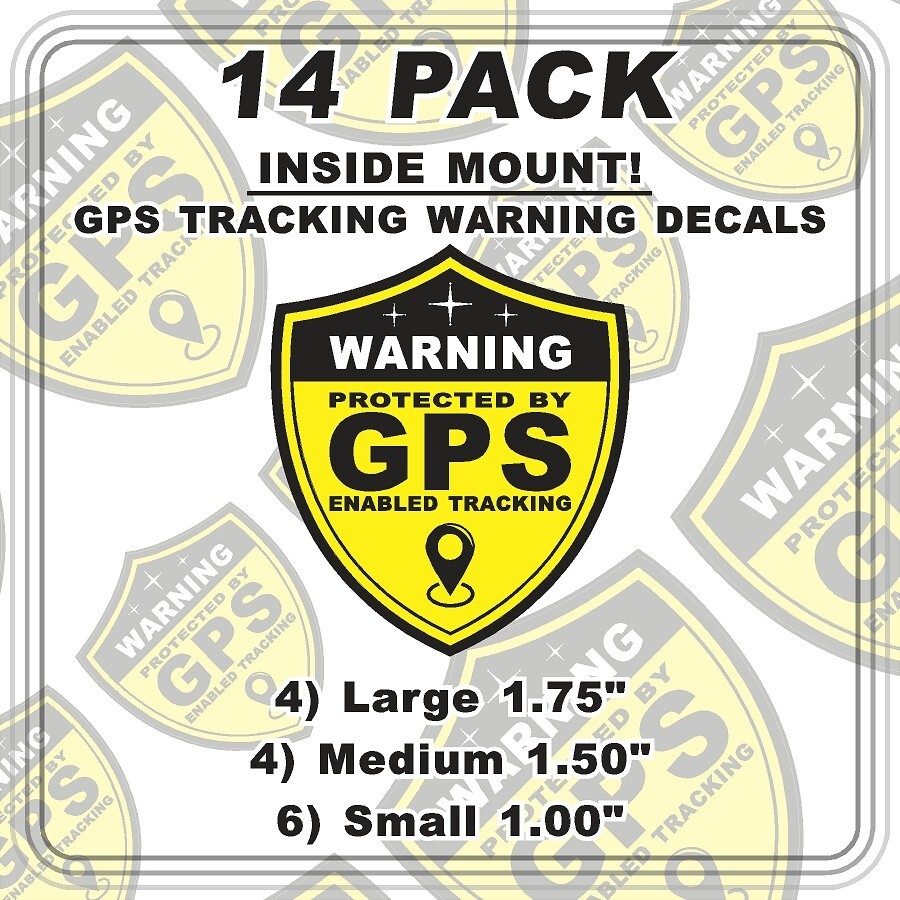 14 PACK GPS Tracking Warning INSIDE MOUNT Theft Deterrent Stickers High Quality