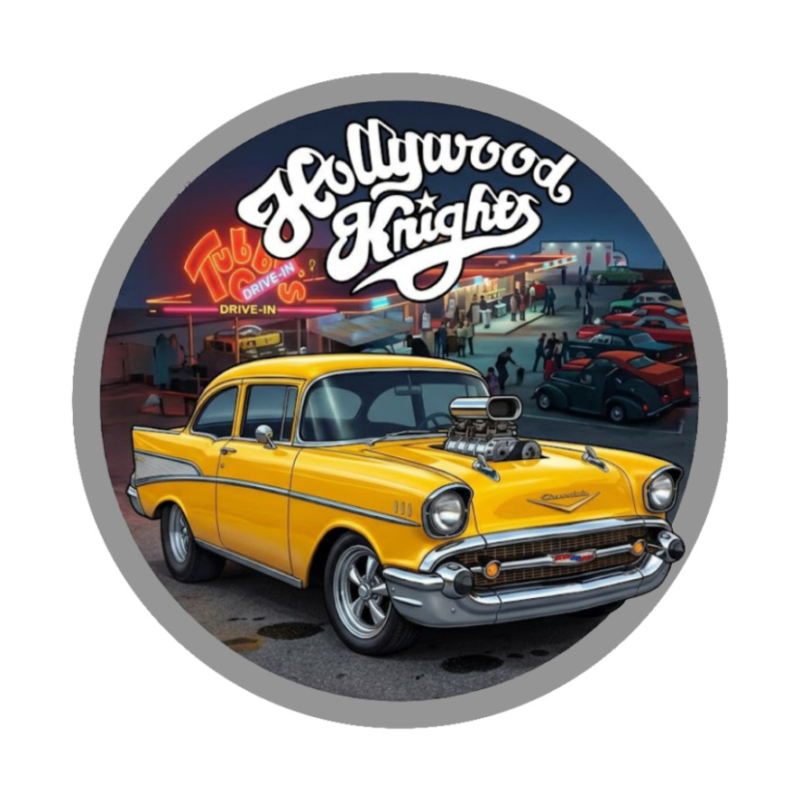 Car Classic "57 Chevy" Hollywood Knights 4" Vinyl Decal Handmade Vehicle Cooler