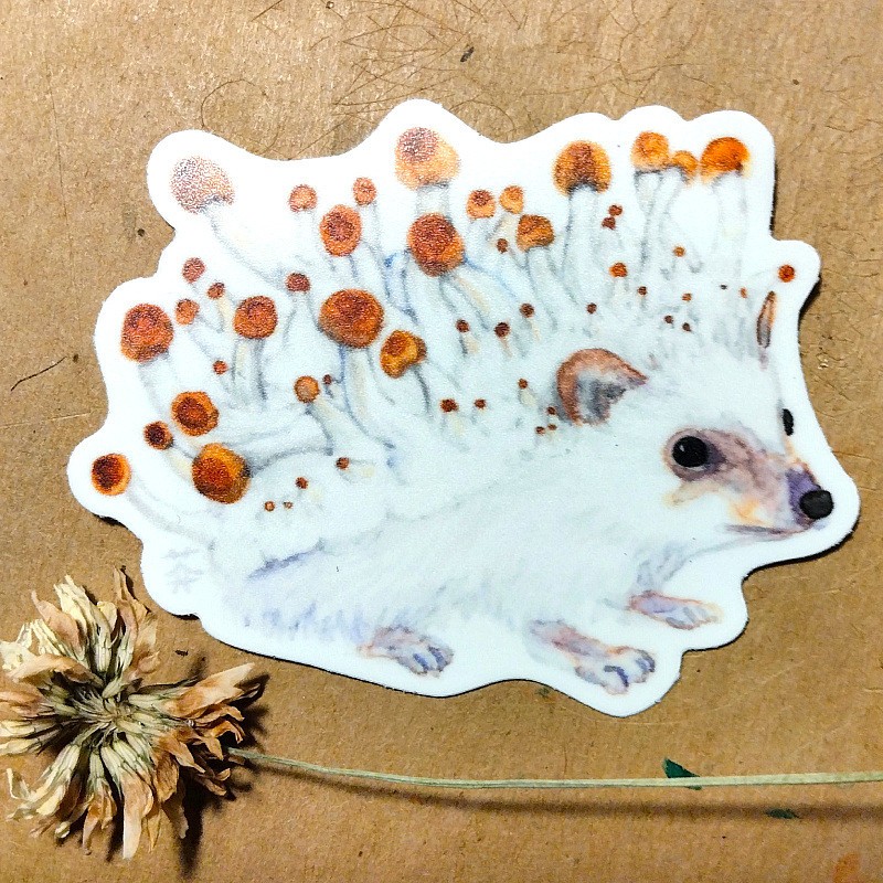 Mushroom Hedgehog Vinyl Sticker 2.5"
