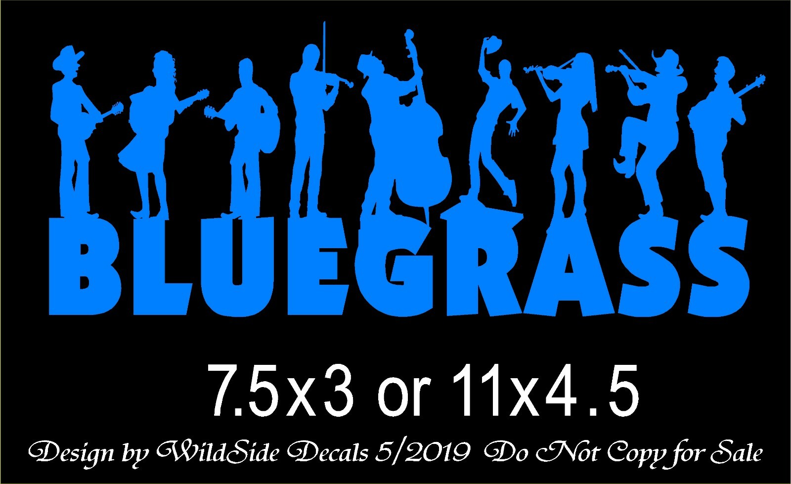 Bluegrass Music Decal Musicians Vinyl Car Truck Sticker Two Sizes to Choose