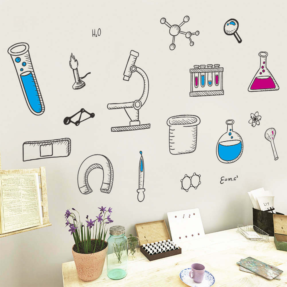 Science Laboratory Wall Decals Vinyl Stickers Nursery DIY Home Art Decorations