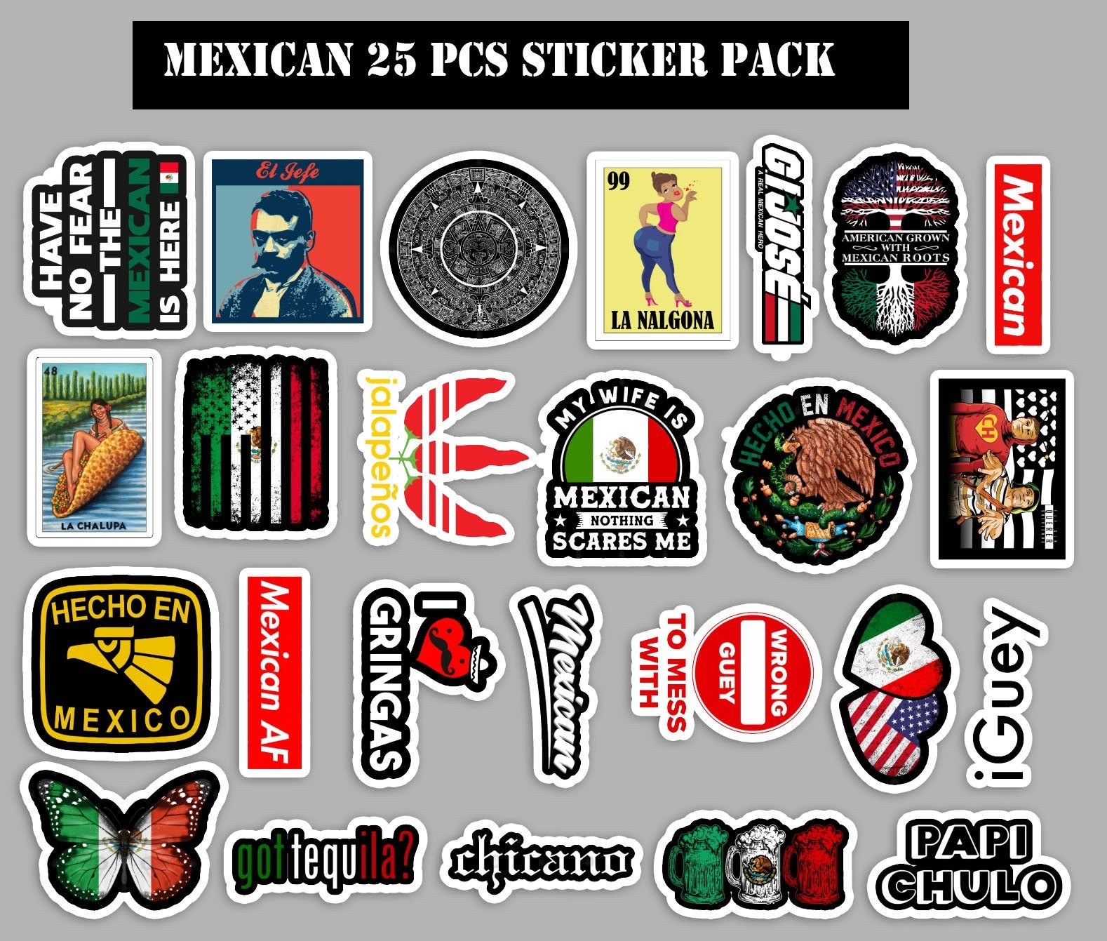 Mexican 25 pcs sticker pack vinyl hard hat Hardhat small stickers decals