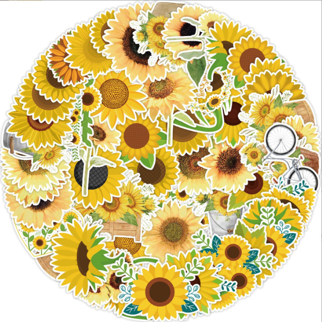 50Pcs Stickers Yellow Sunflower Laptop Luggage Phone Car Graffiti Fridge Vinyl