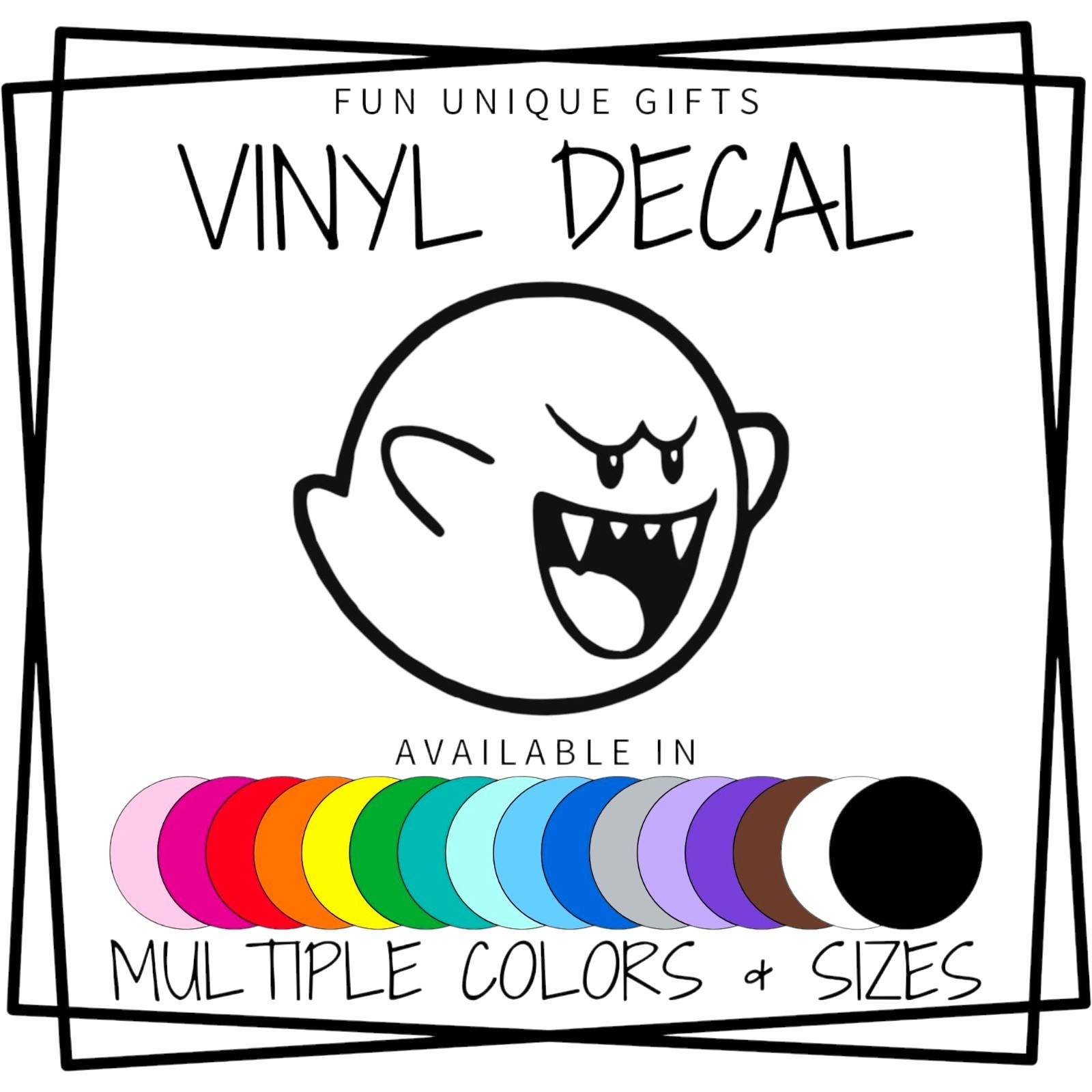 Mario Boo Vinyl Decal Sticker -Multiple Colors & Sizes- FREE SHIPPING