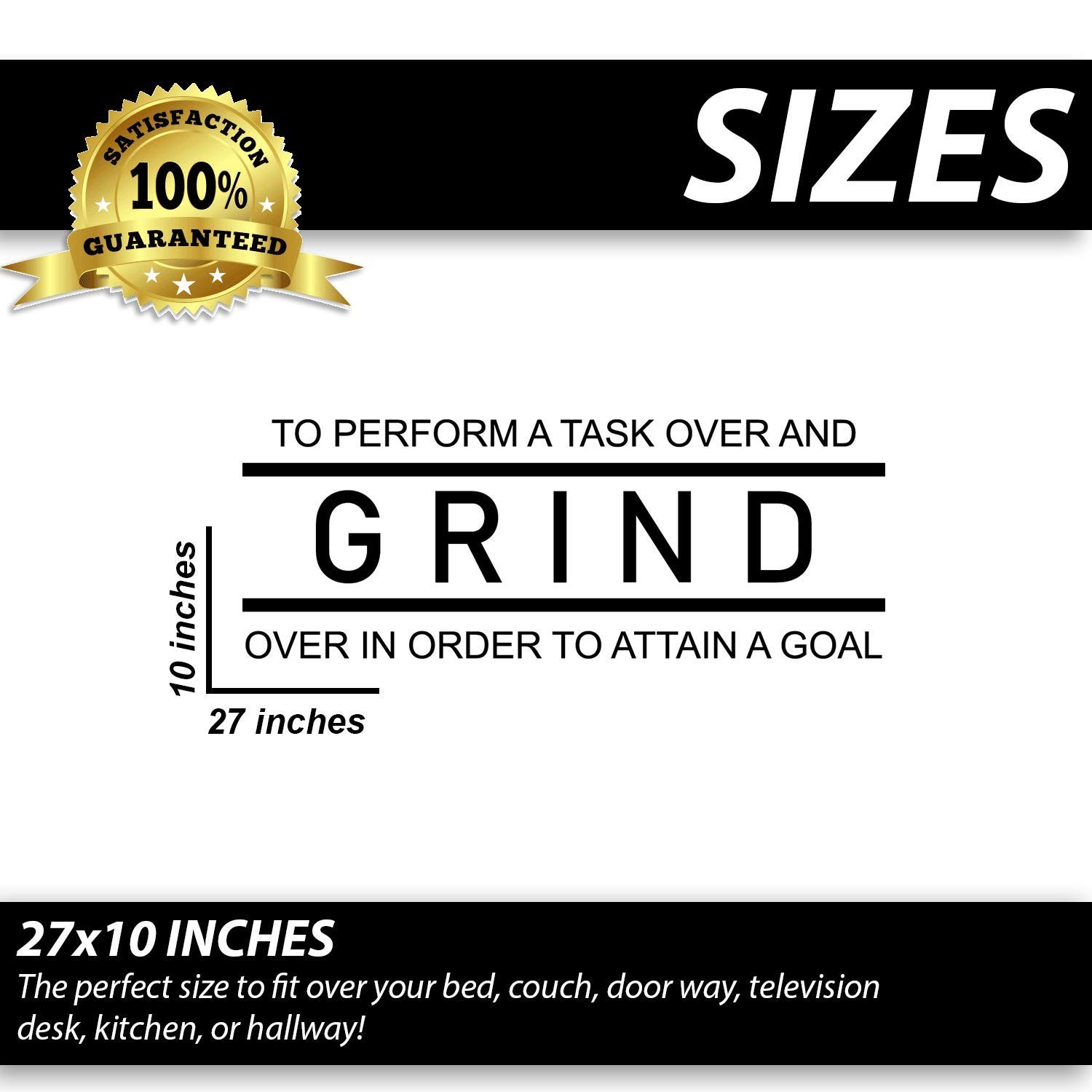 Grind Inspirational Wall Decal Sticker Motivational Office Decor Quote Inspir…