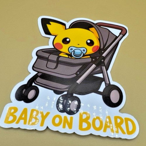 Pichu Baby On Board Decal – Cute Kawaii Anime Car Sticker – Vinyl Window Decal