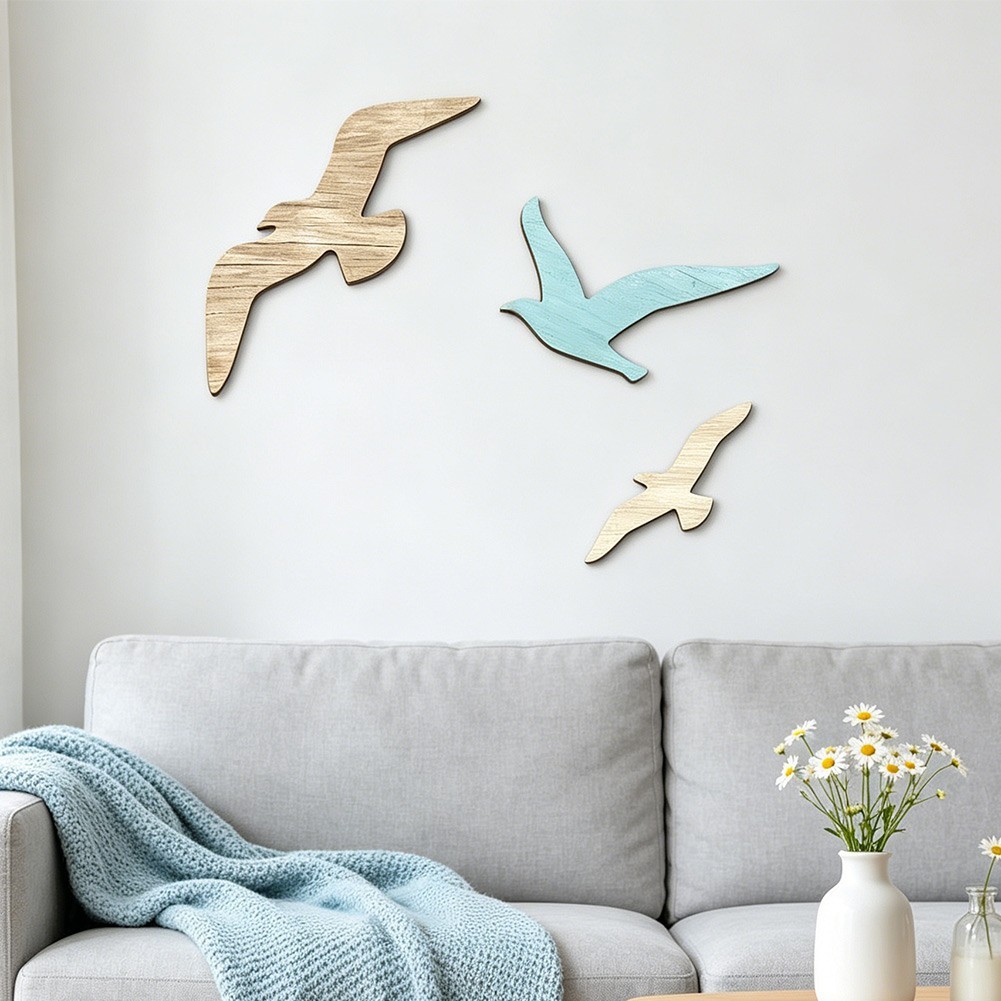 Beach Wall Decor Seagull Wall Art Coastal Wall Decor Handcrafted Wood Art