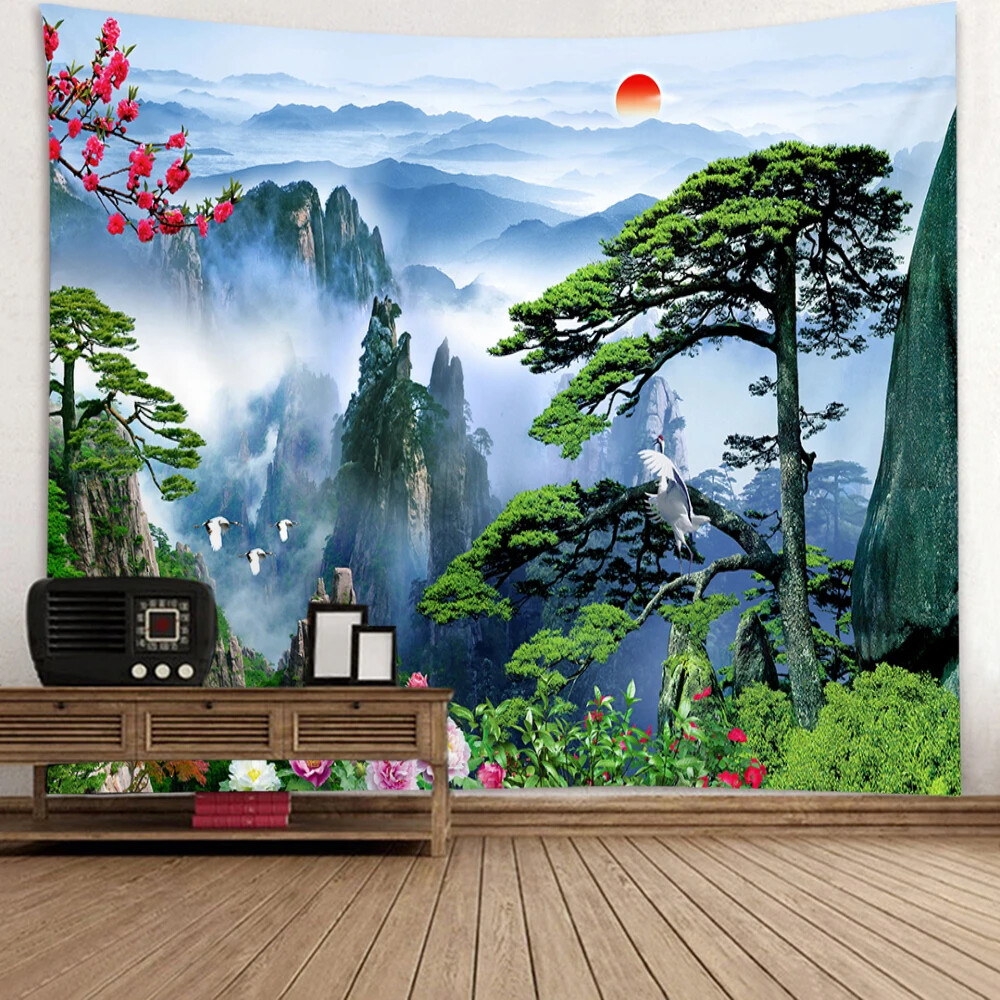 Nature Landscape Tapestry Chinese Scenery Painting Home Decor Mountain Waterfall