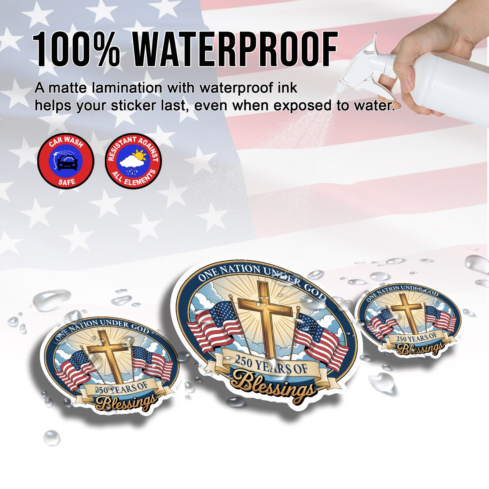 America Birthday 250th Anniversary Decal The Independence of USA Sticker Size 3"
