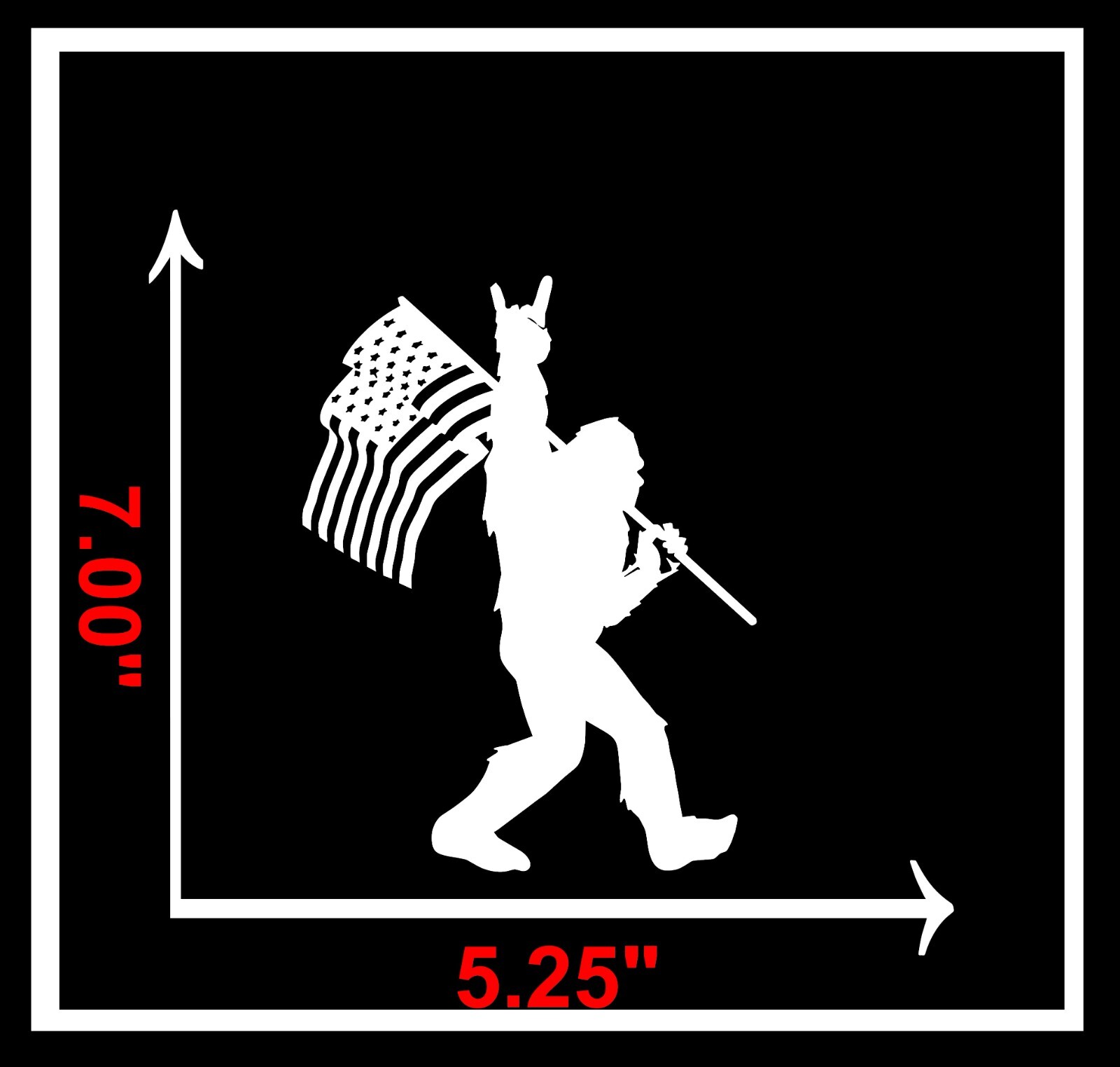 Bigfoot Sasquatch American Flag Yeti Sticker Decal Rock On Big Foot many color