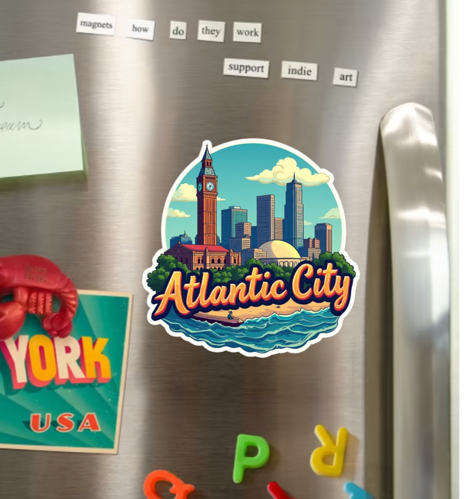 Atlantic City New Jersey Fridge Magnet or Laptop Sticker
