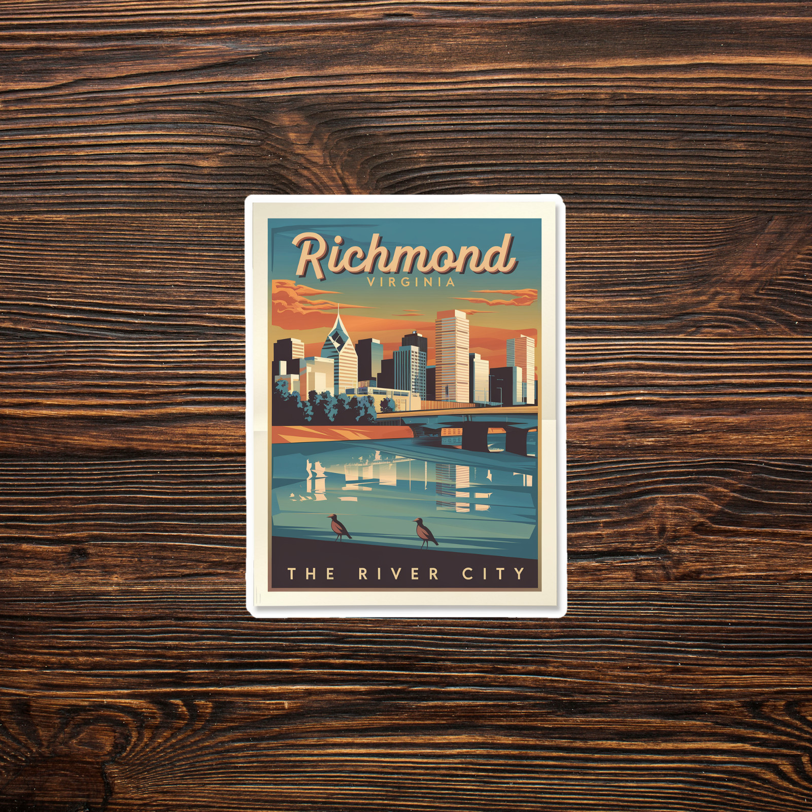 Vintage Richmond Virginia Skyline Travel sticker – The River City Retro Print #3