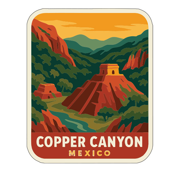 Copper Canyon Mexico Sticker Decal Vinyl Die-Cut Symbolic Landmark Design