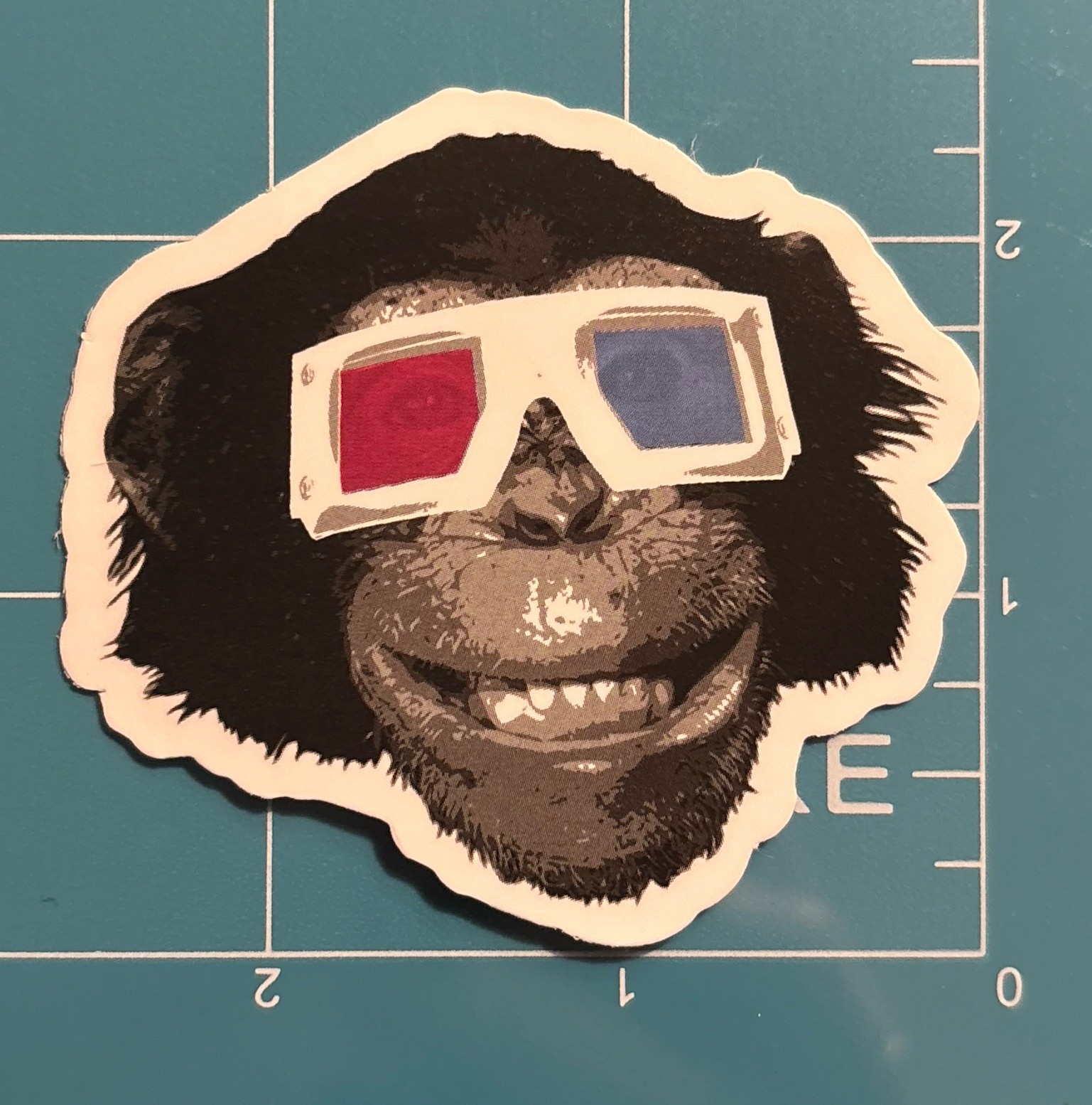 Ape Chimp Monkey 3D Glasses Smile Vibe Skatercore Waterproof Sticker Decal – B33