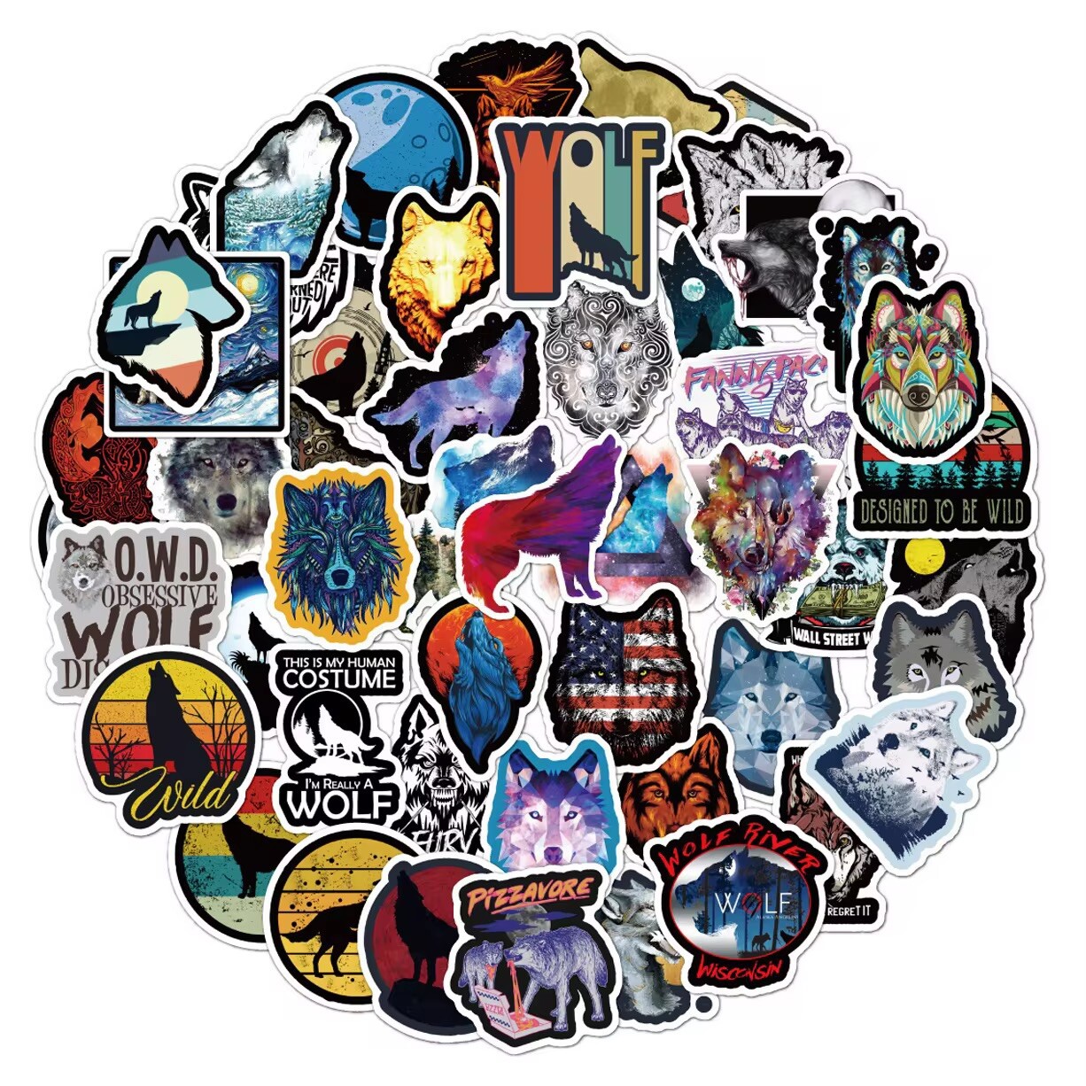 20 Random Cartoon Wolf Stickers Wild Animal Decals Hydro Yeti Car Free Shipping!