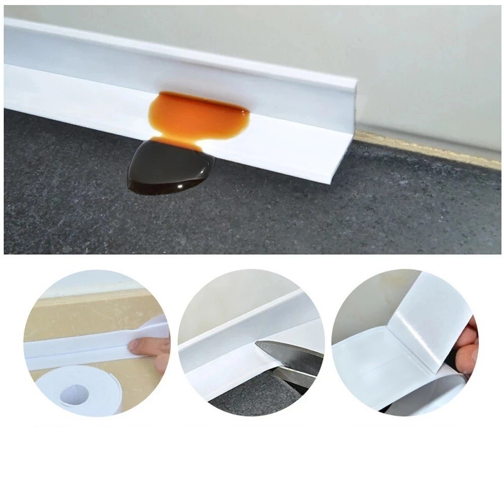 1pc Bathroom Waterproof Wall Stickers Sealing Tapes PVC Adhesive Sealing Strips