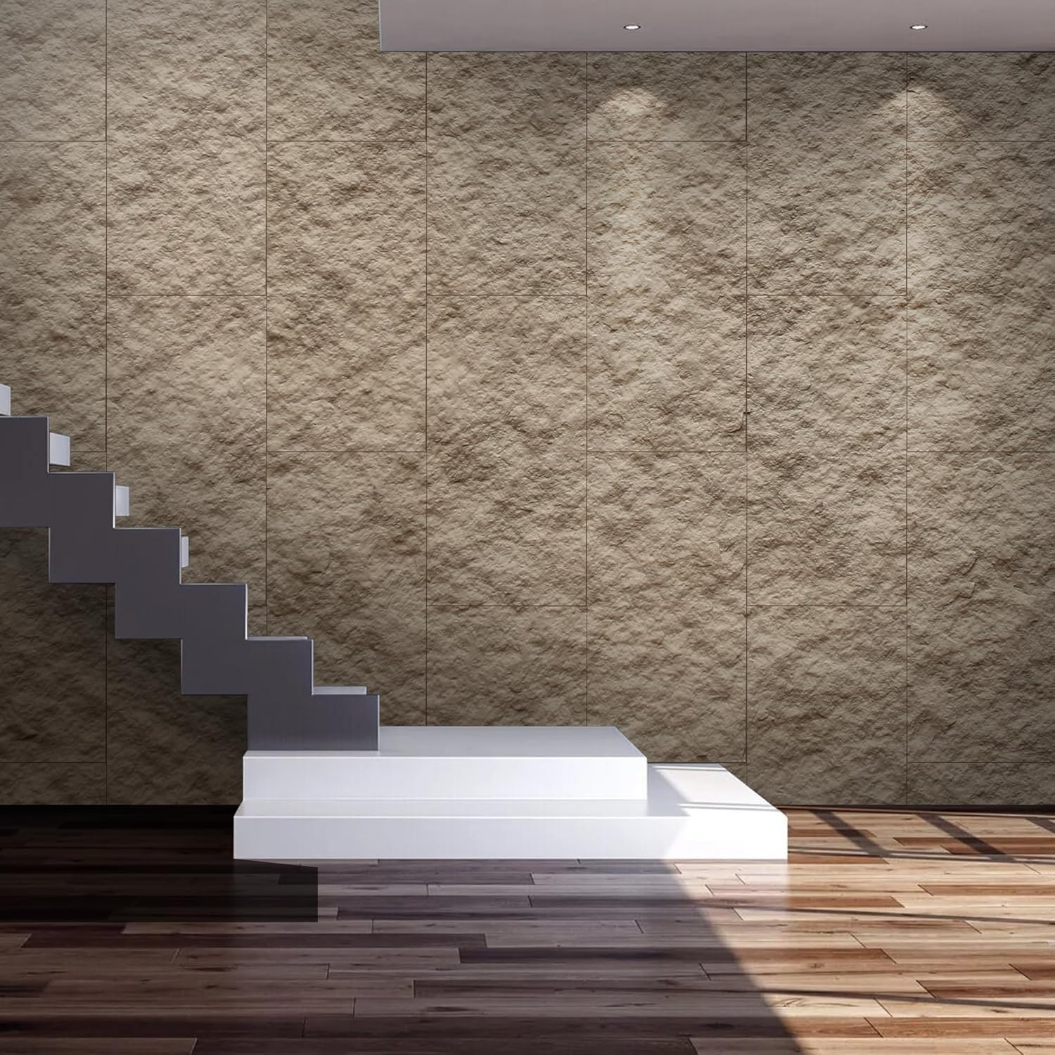 3D Faux Stone Wall Panels – 4 PCS Cement Texture Wainscoting for Home Decor
