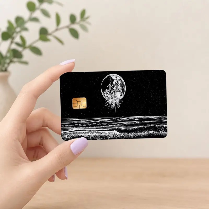 Sleep Token Moon Ocean Card Skin Black White Celestial Alt Fan Credit Card Cover
