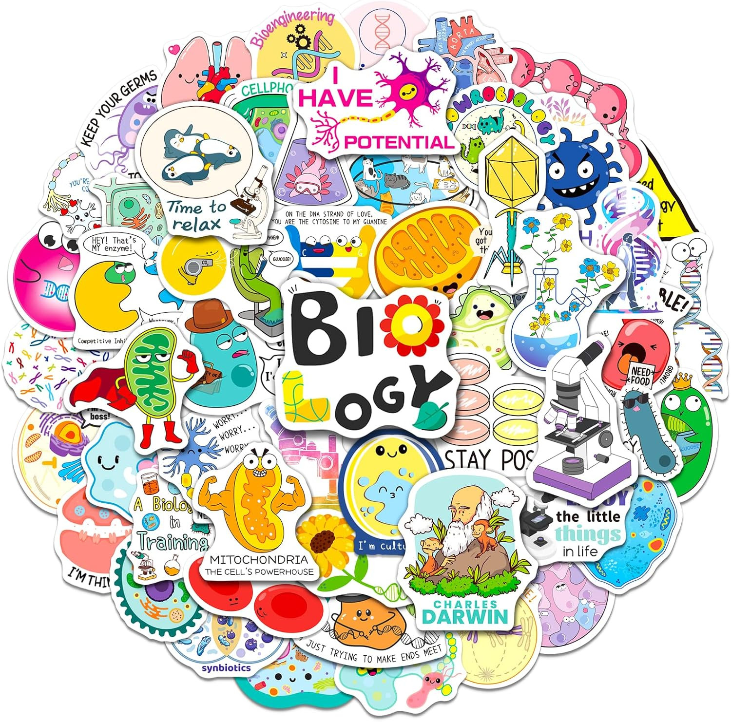 200 PCS Biology Vinyl Stickers for Kids Teens Adults – Microbiology Decals