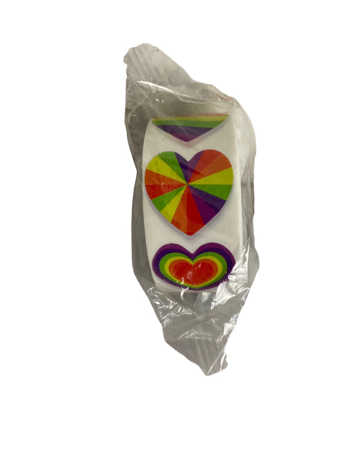 500 Gay Pride Stickers LGBTQIA Rainbow Heart Shape Adhesive 1 in x 1"